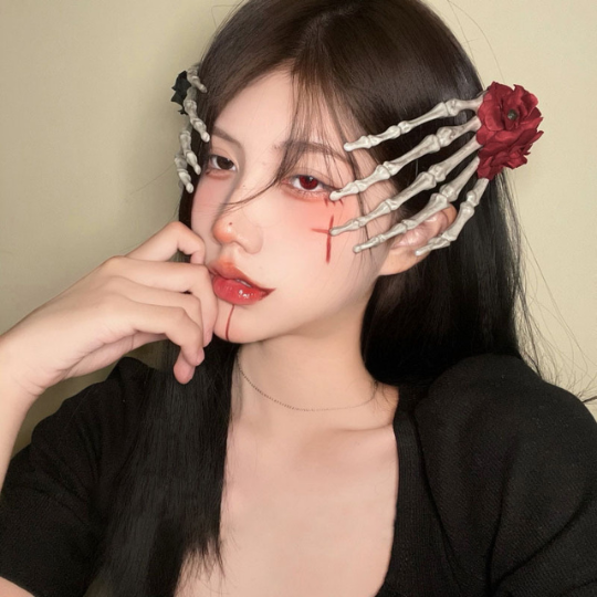 Halloween Skeleton Rose Hair Clip
