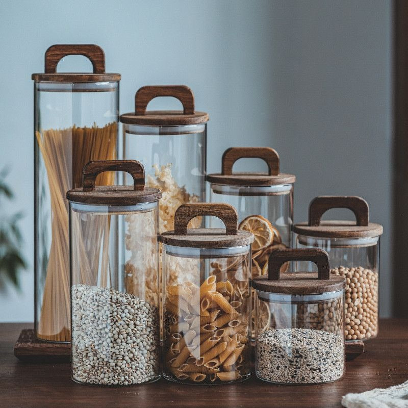 Borosilicate Glass Jar with Wood Lid