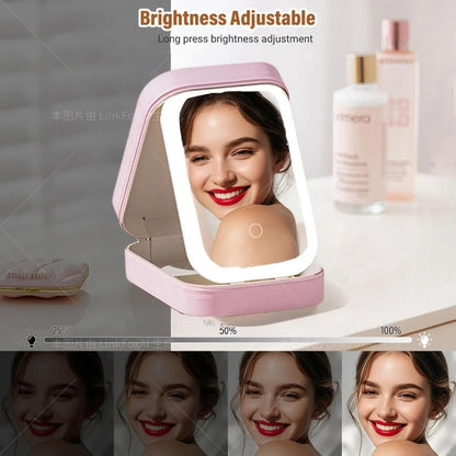 Travel Jewelry Box with LED Light Mirror