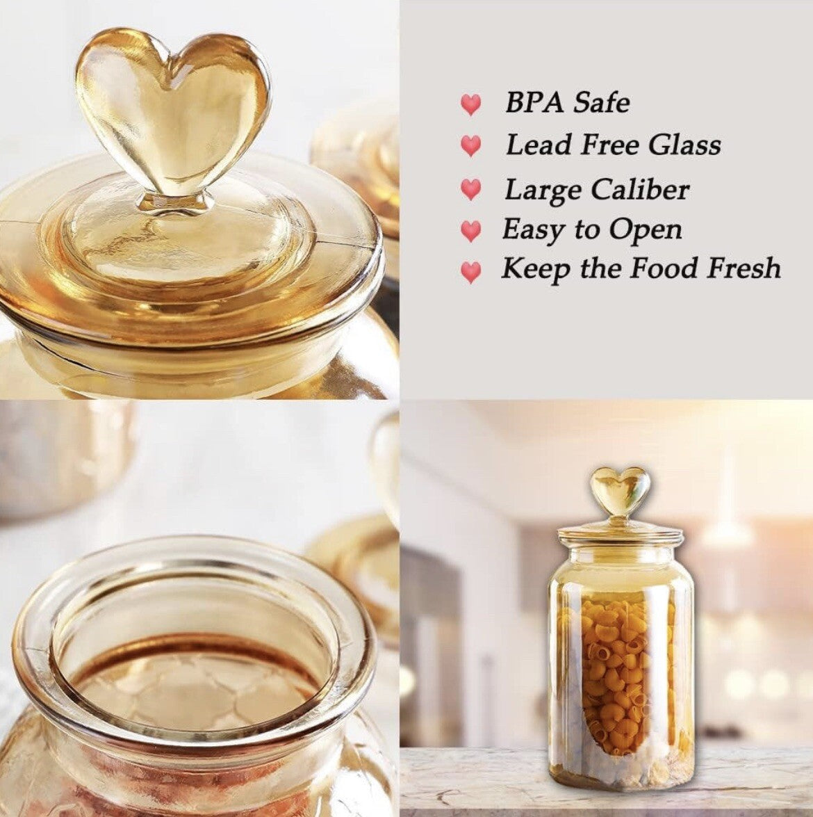 Heart Top Lid Food Storage Jar