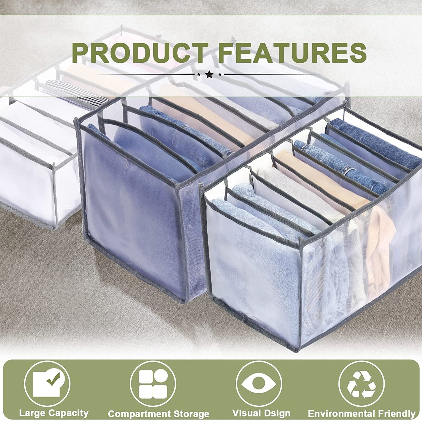 Wardrobe Clothes Compartment Boxes / Jeans Storage Box (35 X 25 X 20 CM)