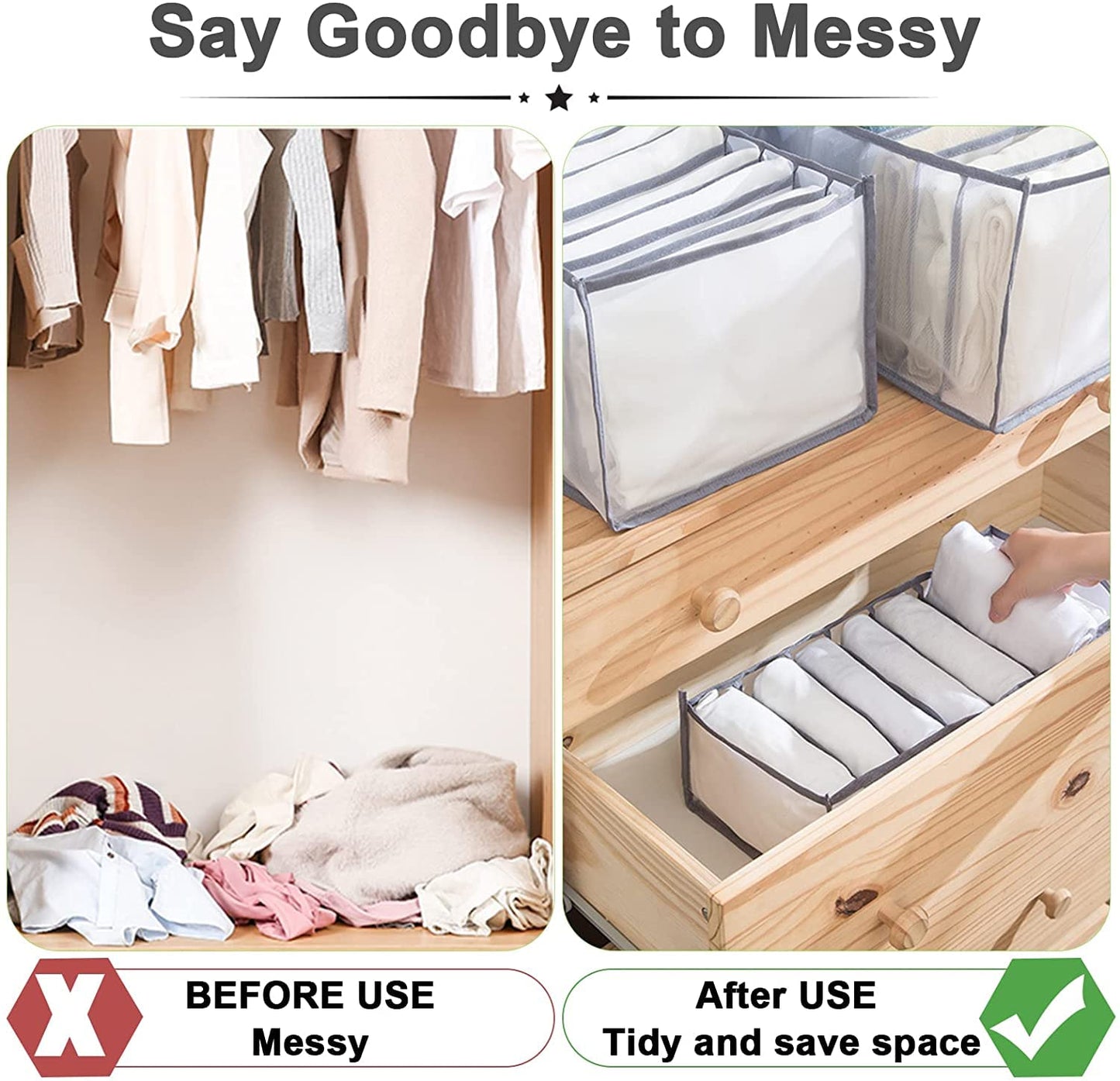 Wardrobe Clothes Compartment Boxes / Jeans Storage Box (35 X 25 X 20 CM)