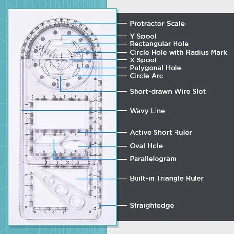 14 in 1 Geometric Ruler (Set of 3)